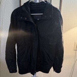 Premier Classic Black Leather Bomber Jacket